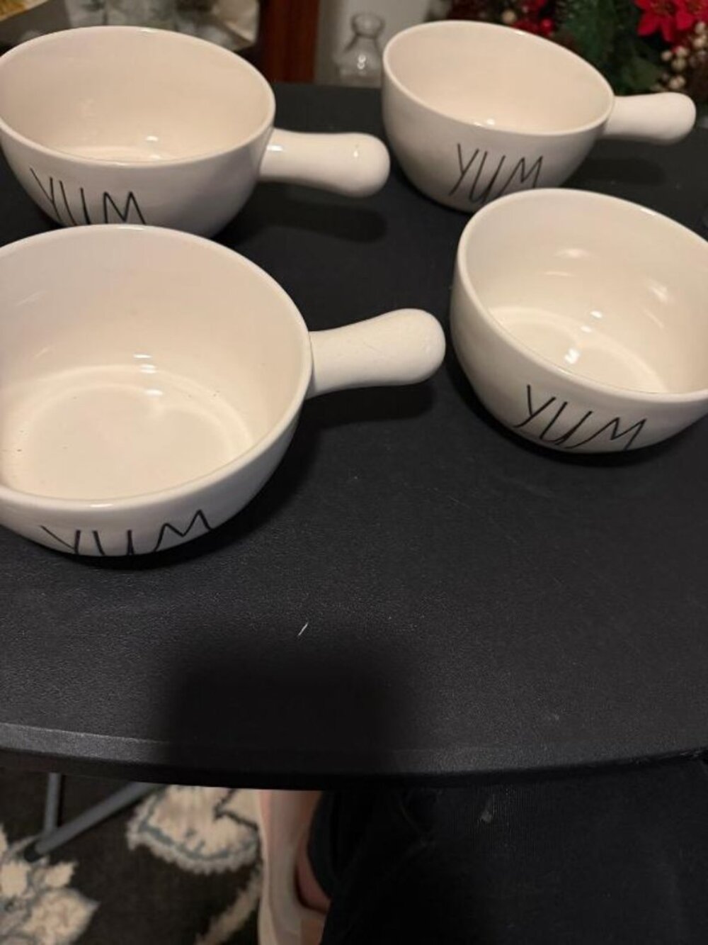 Rae Dunn Set of 4 "YUM" Soup Bowls w/Handles by Magenta